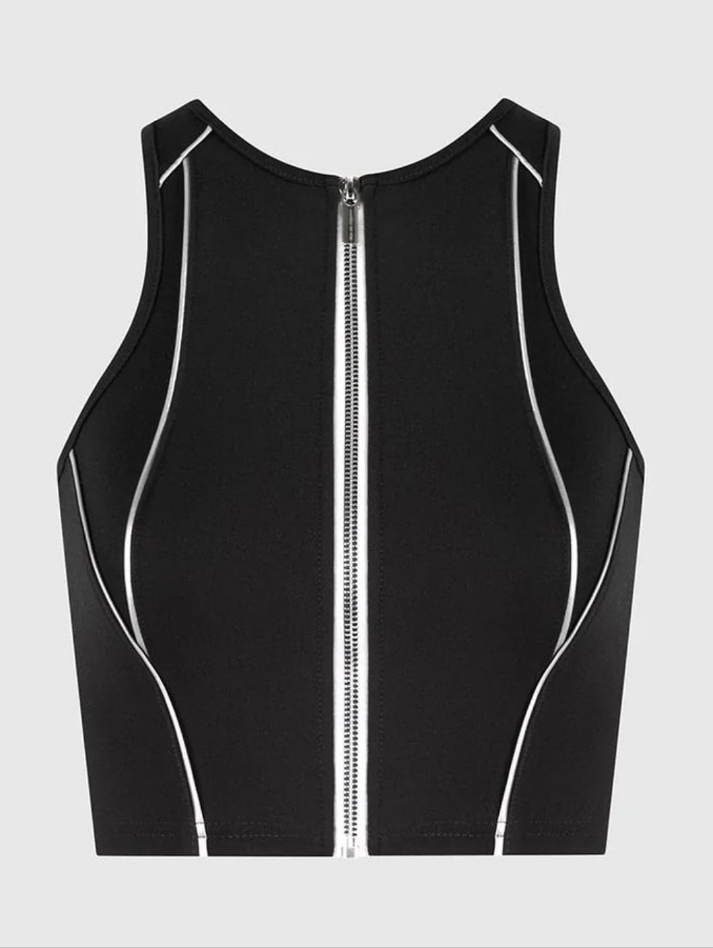 Manière De Voir (MDV) Black Reflective Piped Racer Crop Top UK 8 (US 4) - Picture 5 of 13